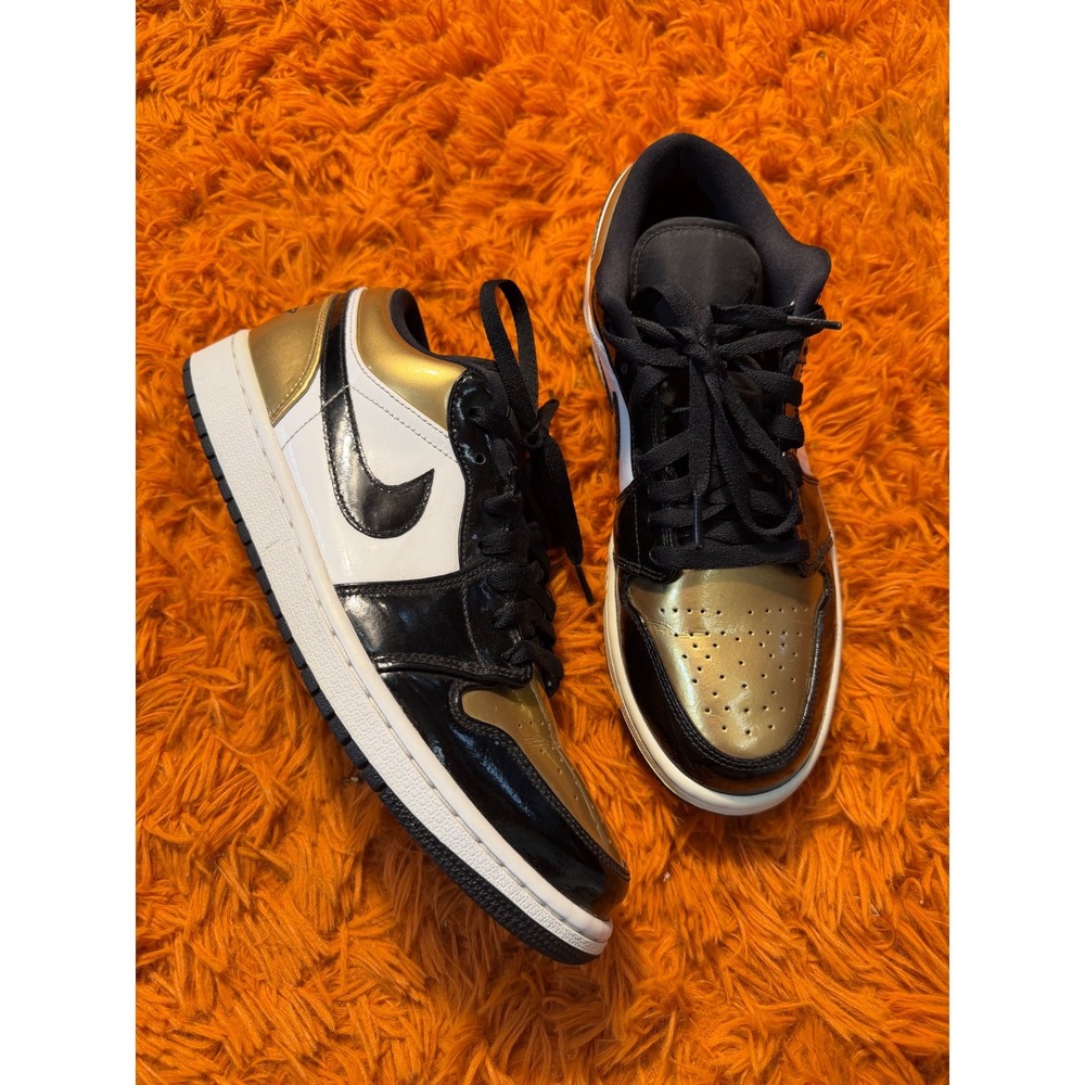 Nike Air Jordan 1 Low Gold Toe Black White CQ9447-700 Mens 10 Sneaker